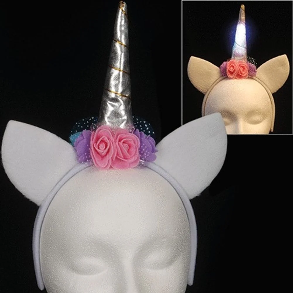 Light Up White Unicorn Headband (1ct)