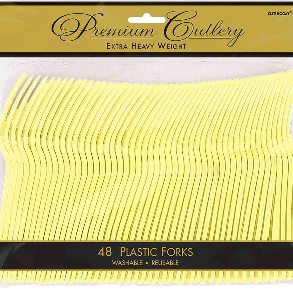 Light Yellow Heavy Weight Plastic Forks (48ct)