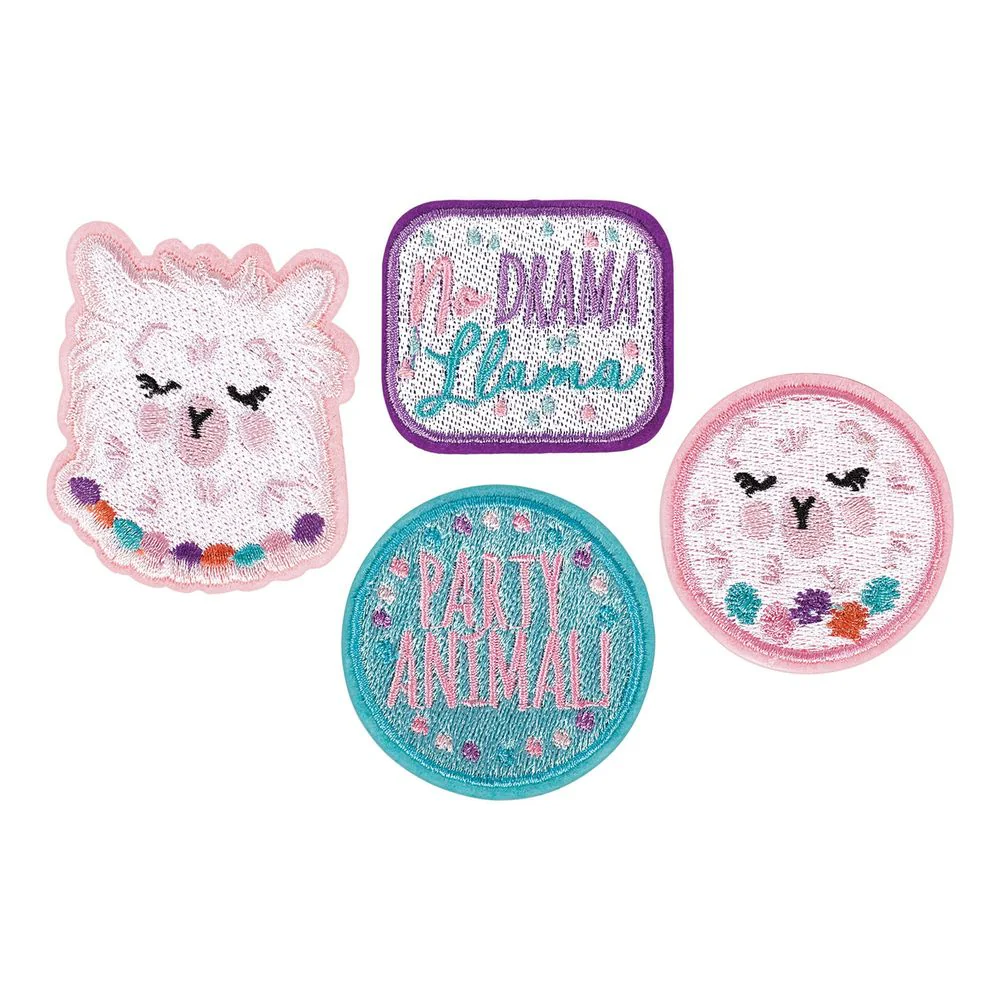 Llama Fun Embroidery Patches, 4ct
