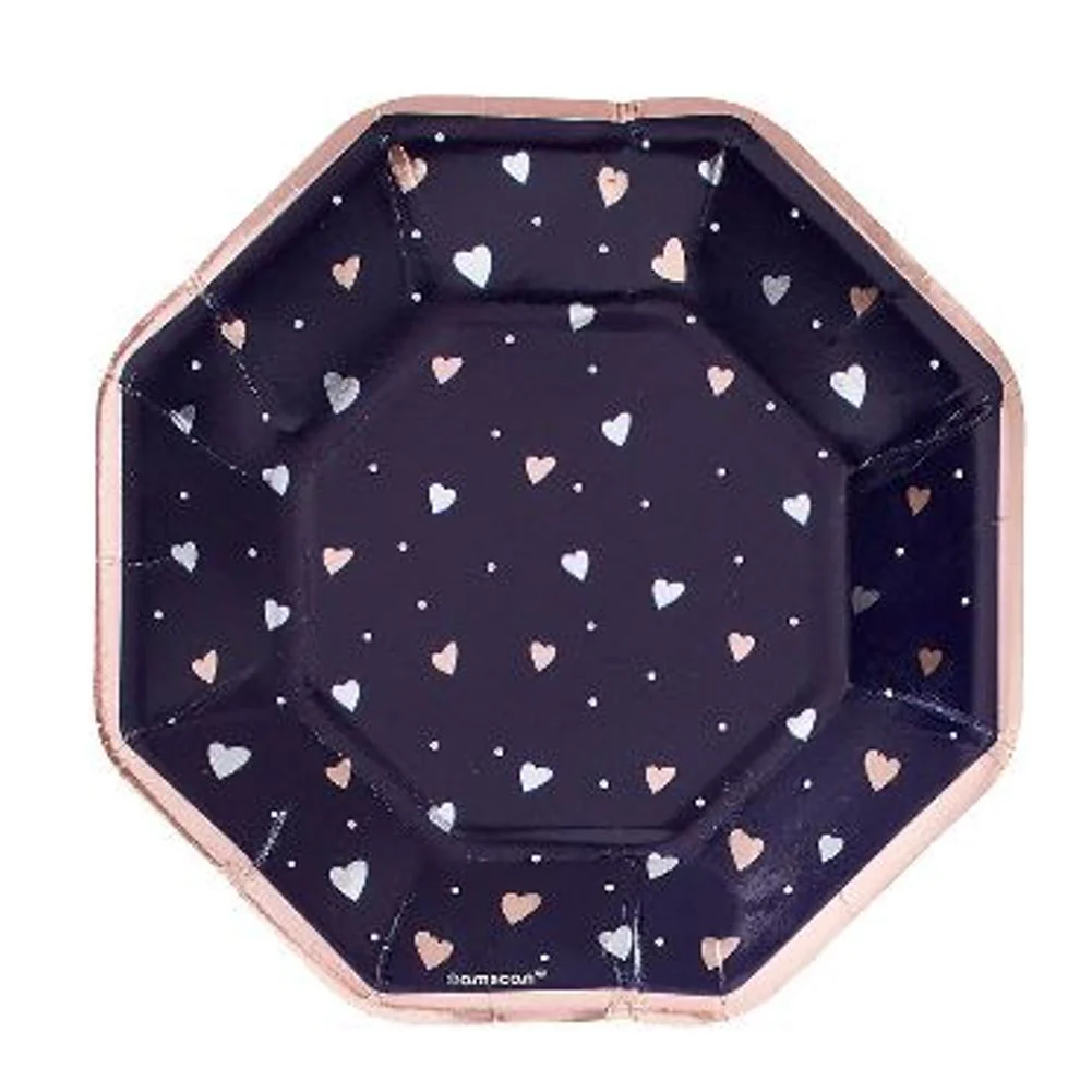 Metallic Navy Love Dessert Plates, 8ct