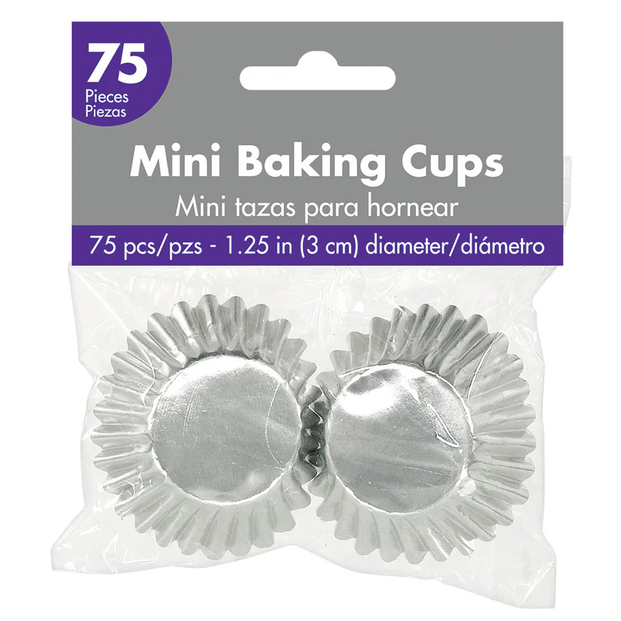 Metallic Silver 1.25" Mini Baking Cups (75ct)