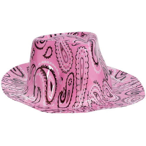Mini Western Pink Paisley Plastic Hat