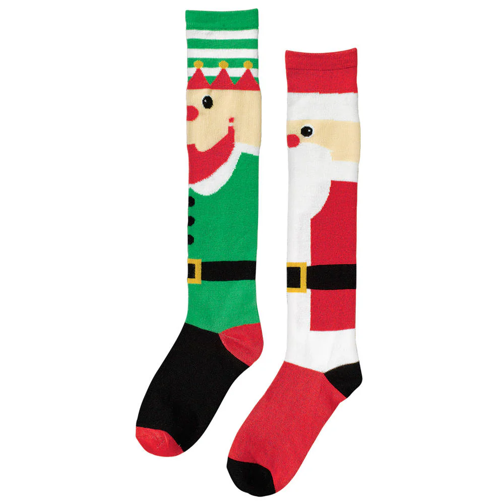 Mistmatched Elf & Santa Knee Socks
