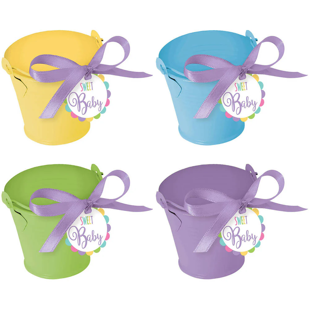 Neutral Colors Baby Shower Favor Pails (8 ct)