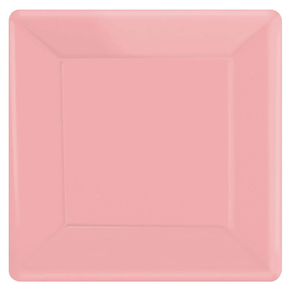 New Pink Square Paper Banquet Plates (20ct)