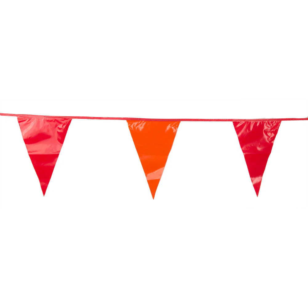 Orange and Red Triangle Pennant Flag 100 Ft.