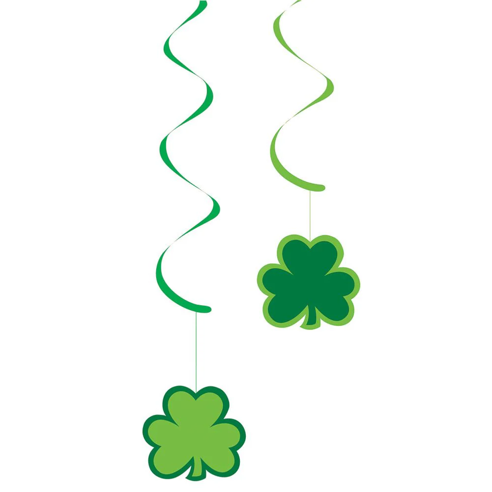 Paper Shamrocks Hanging Swirls (5ct)