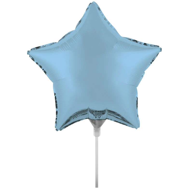 Pastel Blue 18" Air Filled Foil Star Balloon with Stick