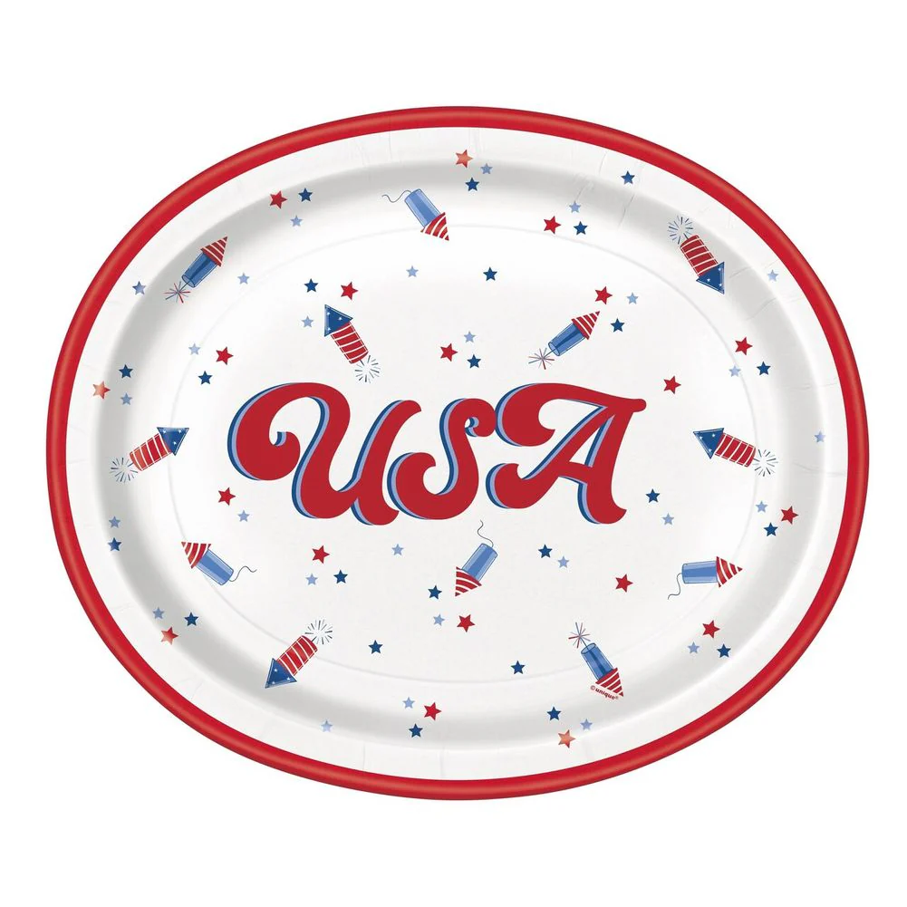Patriotic USA Oval Banquet Plates (8ct)