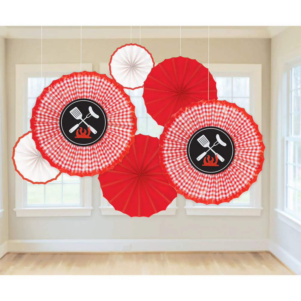 Picnic Party Hanging Fans (6 ct)