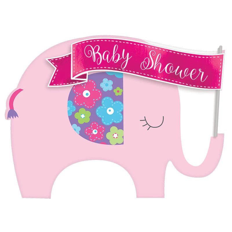 Pink Baby Shower Jumbo Deluxe Invitations (8 ct)