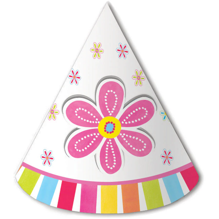 Pink Flower Cheer Party Hats, Child Size