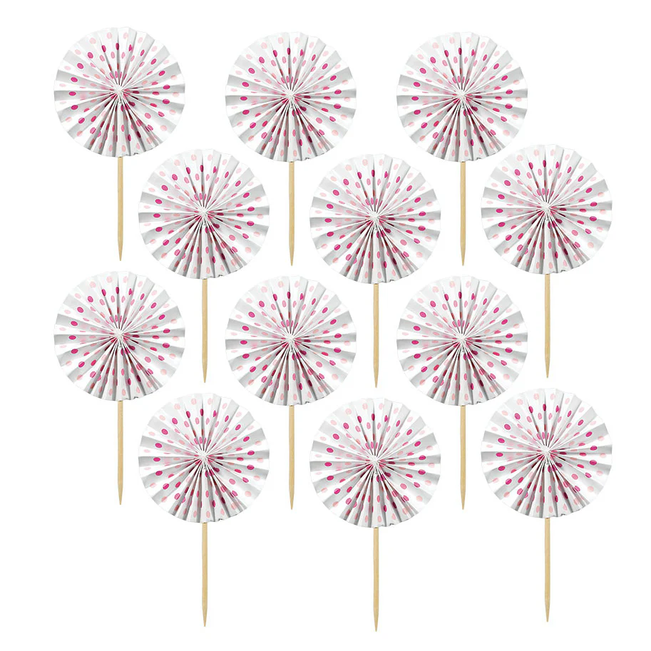 Pink Paper Fan Pick (12ct)