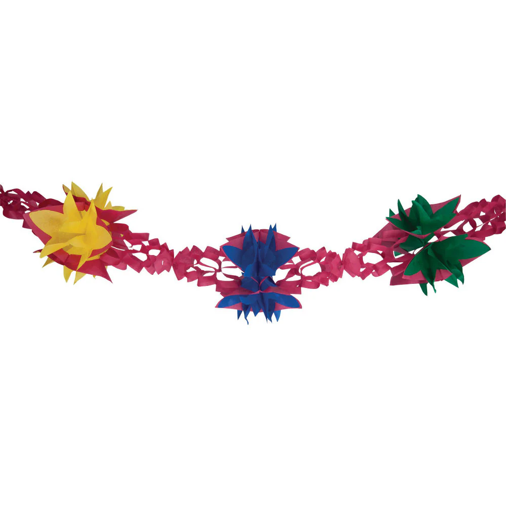 Pink, Yellow, Green, Blue 10' Die-cut Tissue Garland