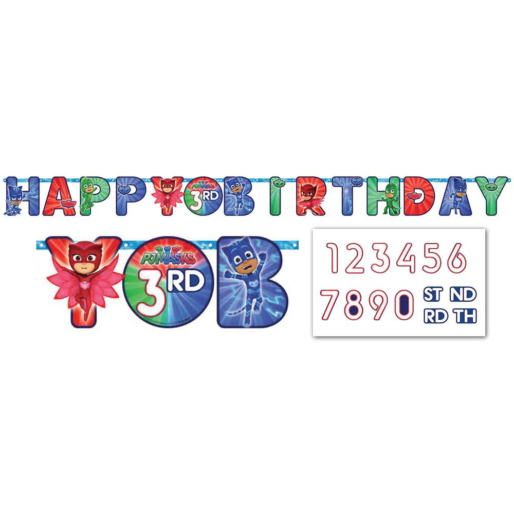 PJ Masks Add An Age Birthday Letter Banner