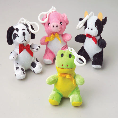 Plush Farm Animals with Clips