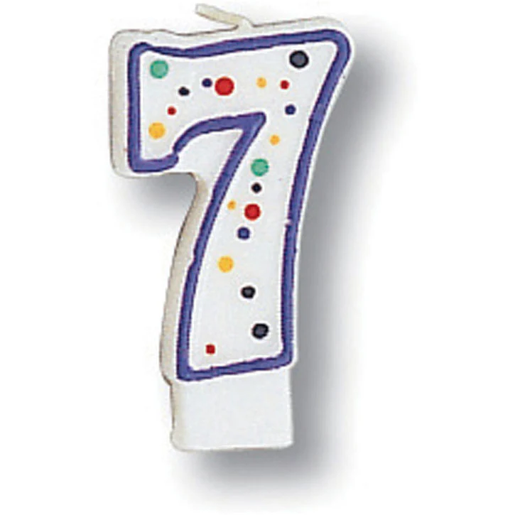 Polka Dot "7" Numeral Candle