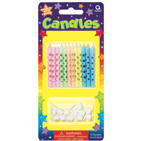 Polka Dot Candles w/Holders