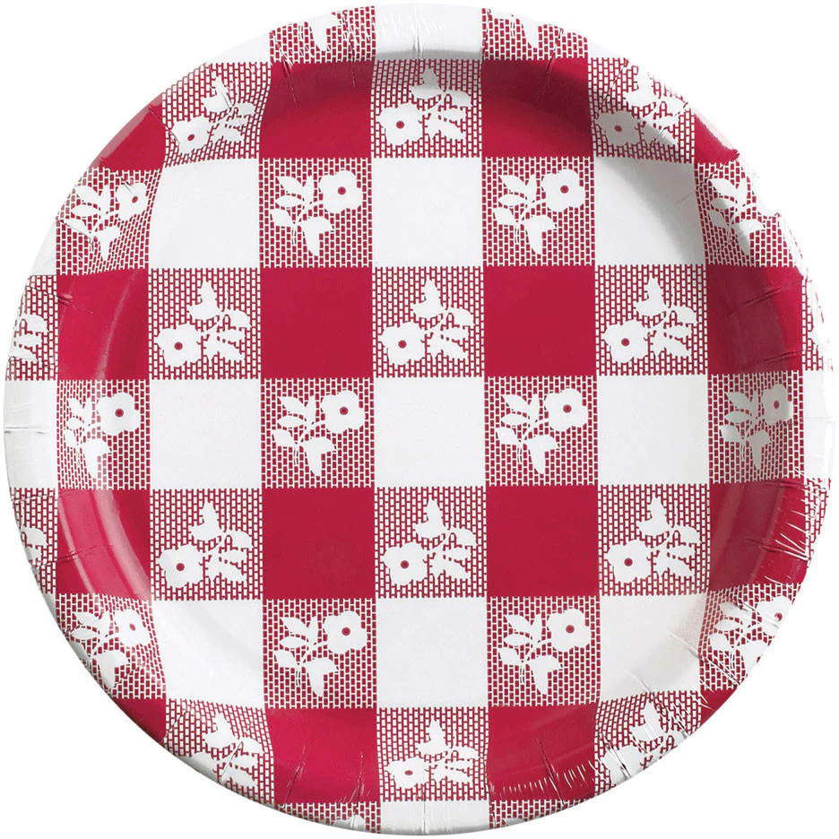 Red Gingham Dinner Plates (25ct)