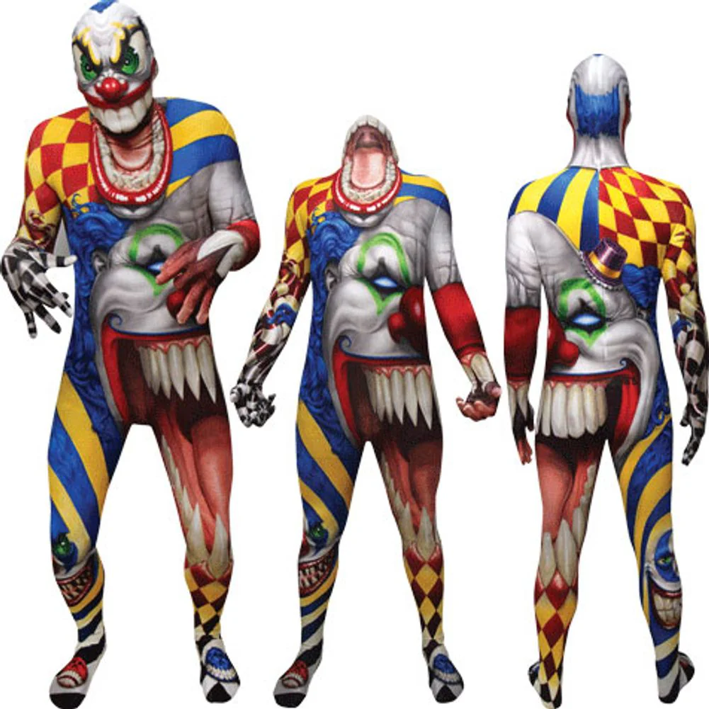SCARY CLOWN ADULT MONSTER MORPHSUIT LARGE