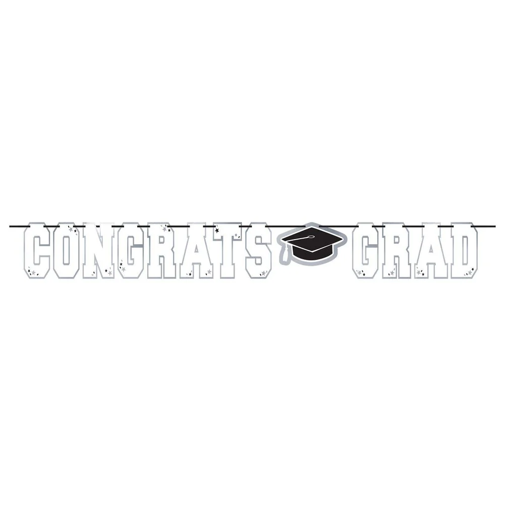 School Colors Large Foil Letter Banner White (1ct)