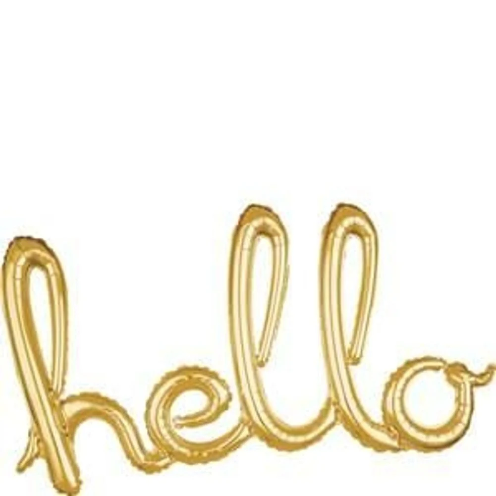Script Phrase "Hello" Gold Foil Balloon