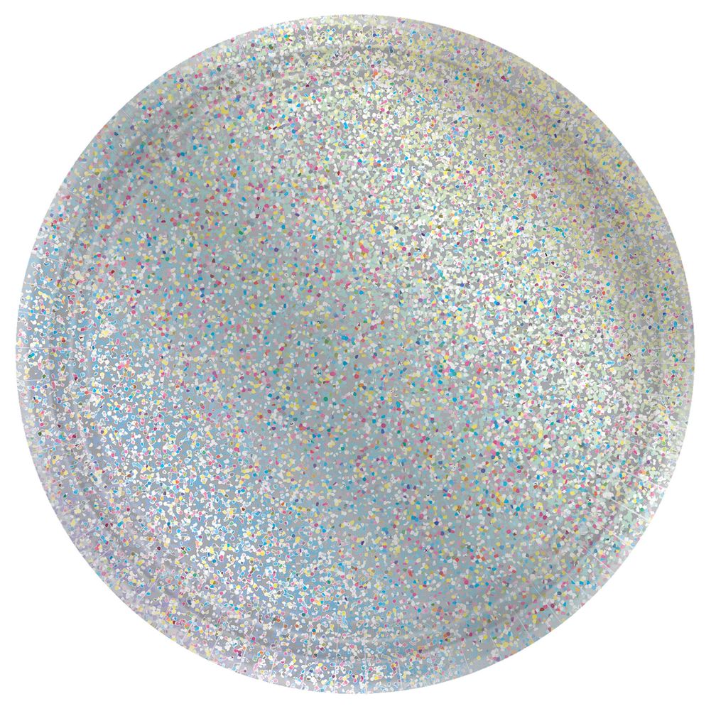 Silver 6.75" Round Paper Prismatic Plates 8 ct