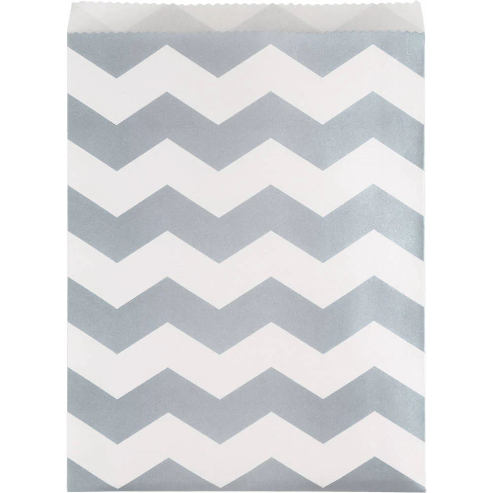 Silver Chevron Large Treat Bags (10ct)