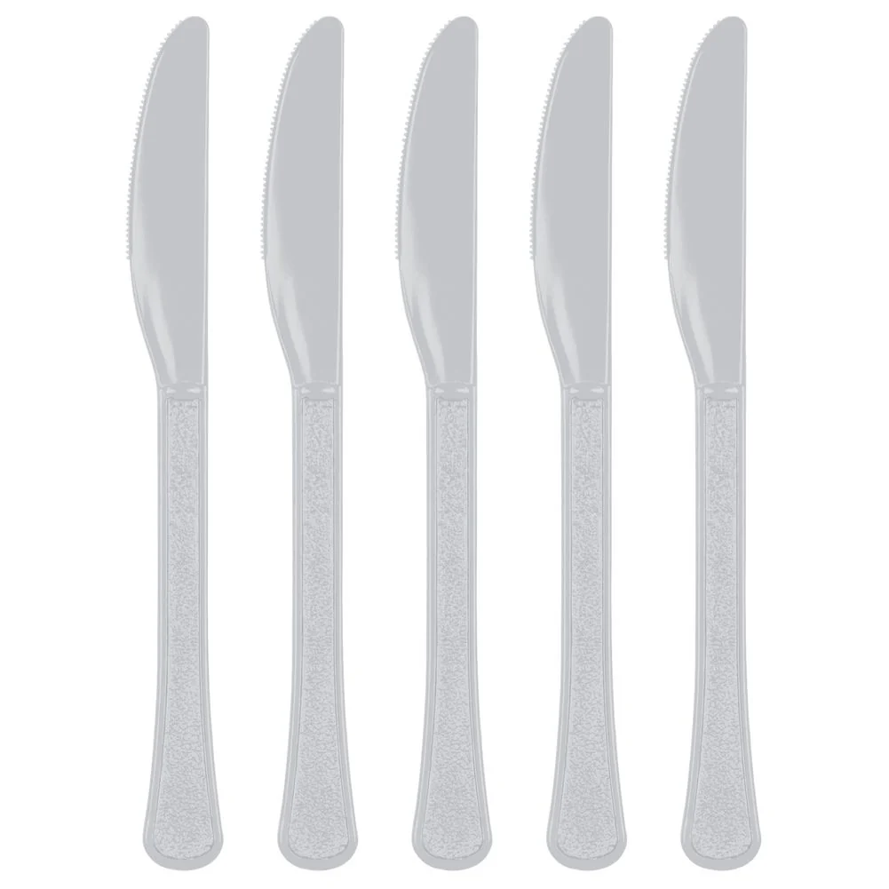 Silver Heavy Weight Plastic Knives (20ct)