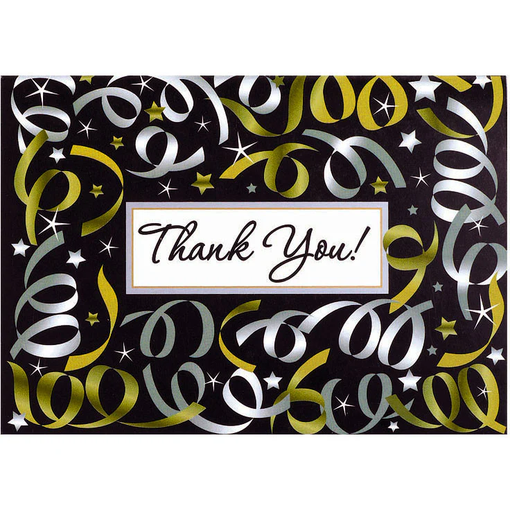 Silver Streamers Thank You Notes