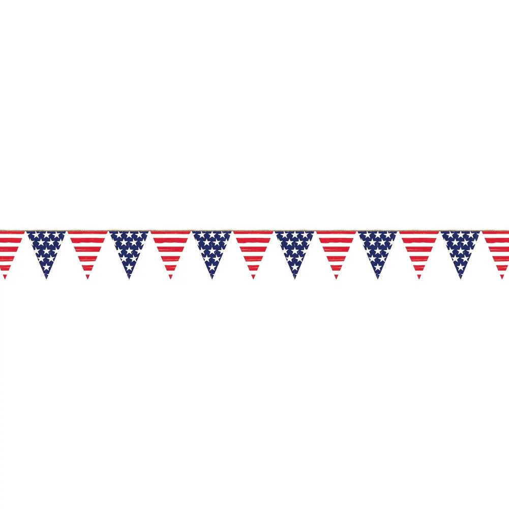 Stars and Stripes Plastic Pennant Banner, 12.5'