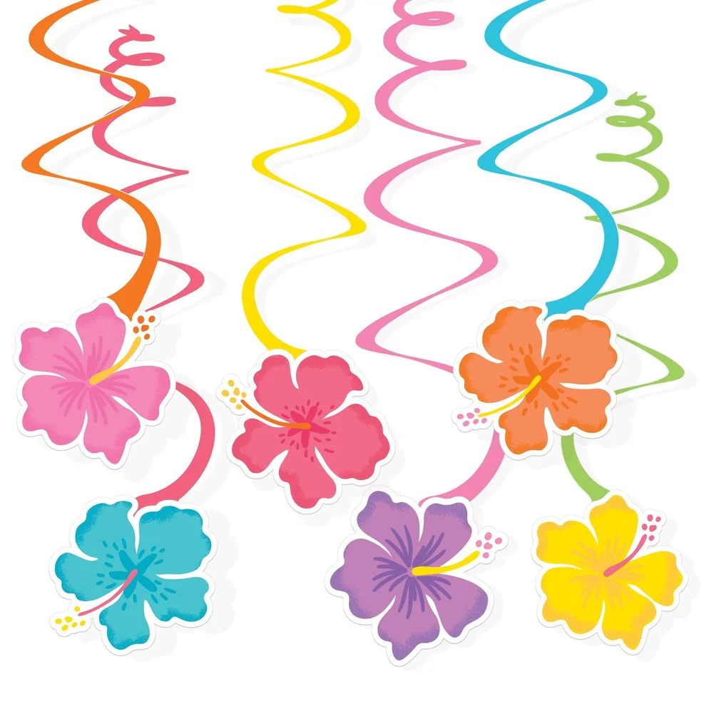 Summer Hibiscus Swirl Decorations Value Pack, 12ct