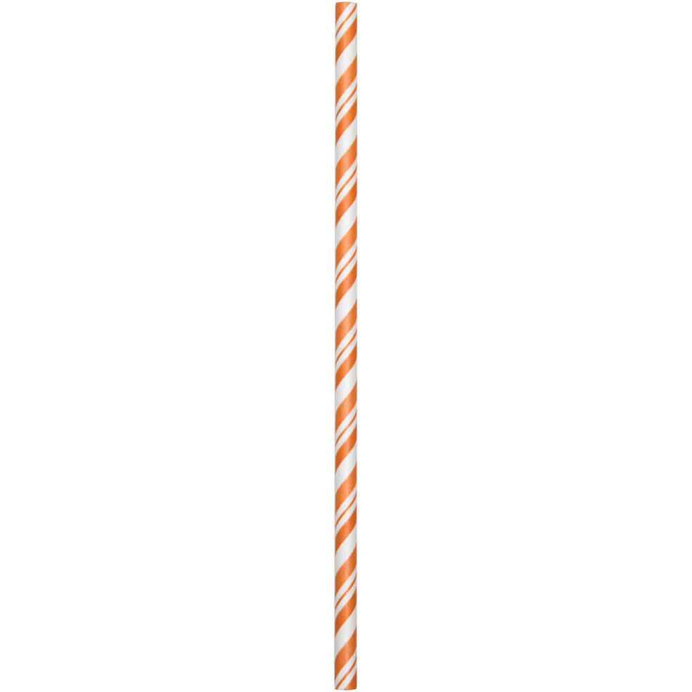 Sunkissed Orange Striped Paper Straws (24ct)