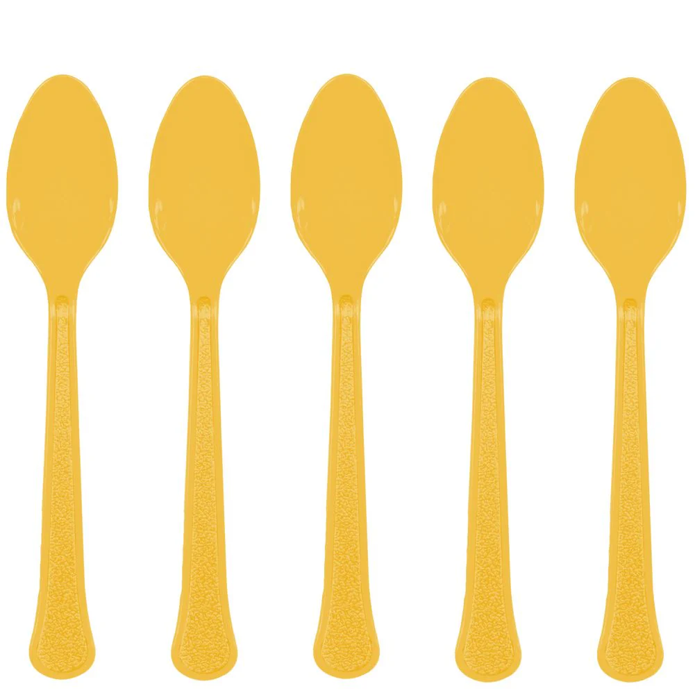 Sunshine Yellow Mid Weight Plastic Spoons (24ct)