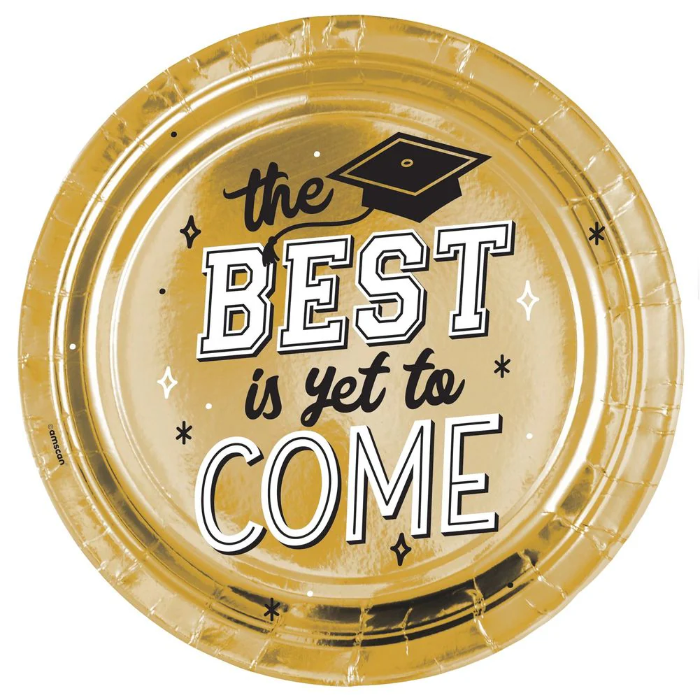 The Best Is Yet To Come Metallic Round Plates 10.5" (8ct)