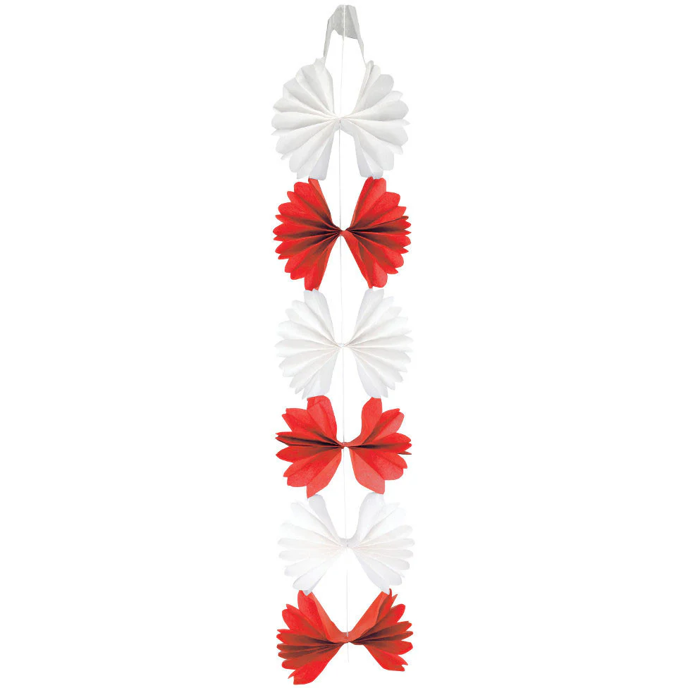 Tissue Garland, Diecut 10', Red & White