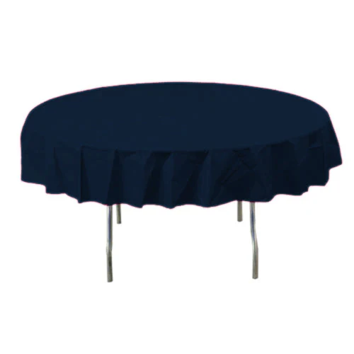 True Navy Round Plastic Tablecover