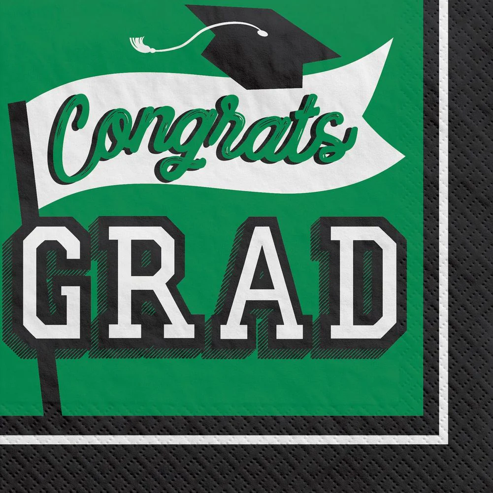 True To Your School Graduation Luncheon Napkins Green (40ct)