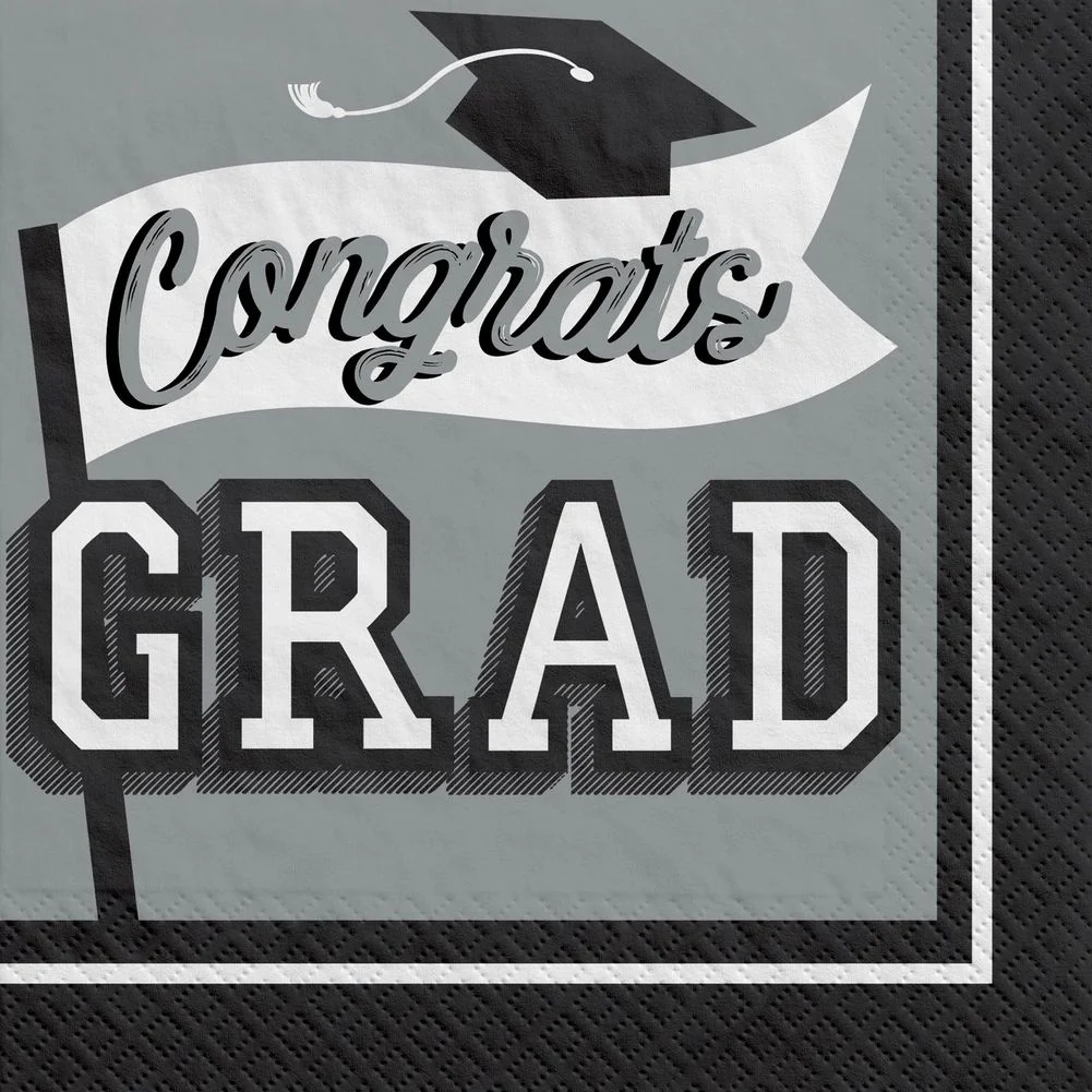 True To Your School Graduation Luncheon Napkins Silver (40ct)