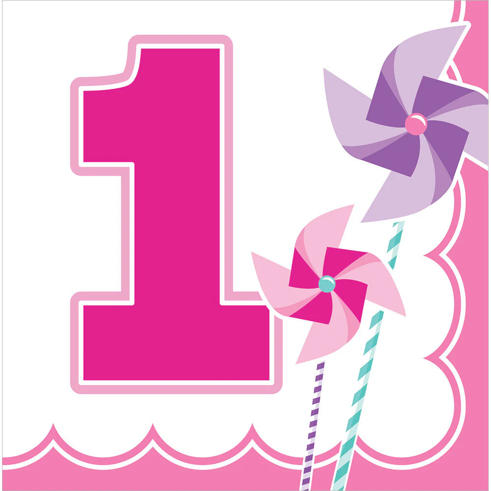 Turning One Girl 1st Birthday Luncheon Napkins (16ct)
