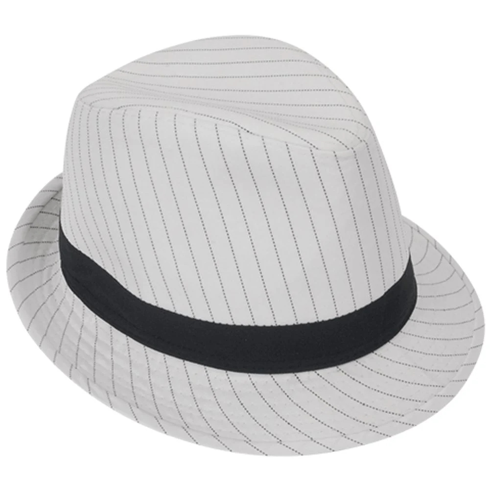 White with Black Stripes Gangster Fedora