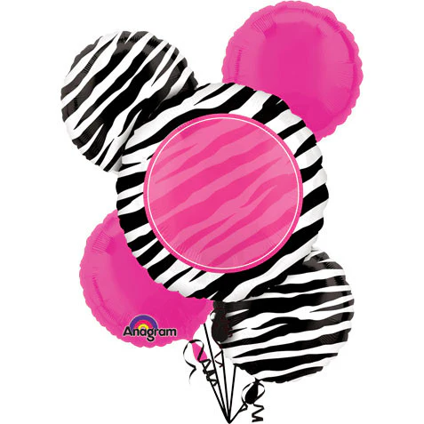 Zebra Party Bouquet of Balloons (5pc)
